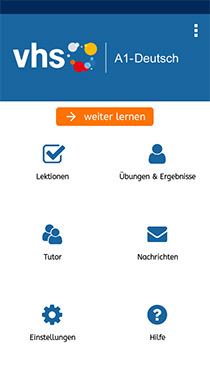Startbildschirm der App "A1-Deutschkurs"